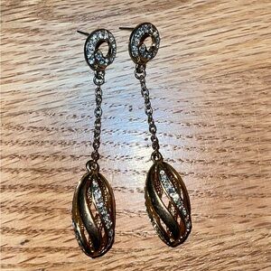 Gold and Silver Swirl Dangle Earrings